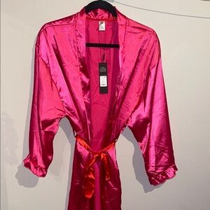 NWT Fashion Nova Satin Pink Robe Size 1X